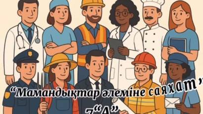 Ақпарат &quot;Дұрыс таңдалған мамандық-жарқын болашақтың кепілі&quot; атты кәсіби бағдар беру аясында 7-8 сынып арасында &quot; Мамандықтар әлеміне саяхат&quot; іс шара өтті.