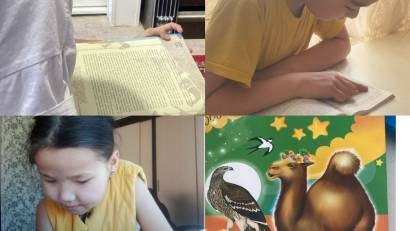 Көктемгі демалыс жоспарына сәйкес, 5«В» сынып оқушылары «Қызықты оқиға ізімен» атты кітап оқу айдарынан үзінді.